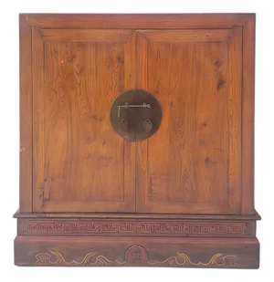 Antique Square Corner Elm Storage Cabinet