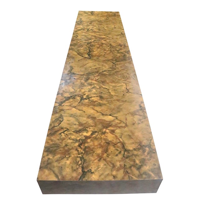Plastic Mid Century Faux Burl Formica Console Table c.1970's For Sale - Image 7 of 10