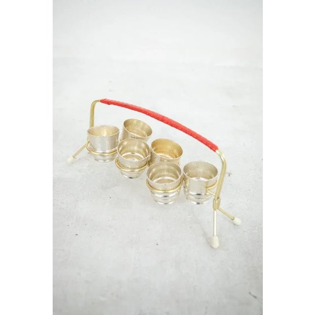 Metal Vintage Glasses with Holder in Metal For Sale - Image 7 of 7