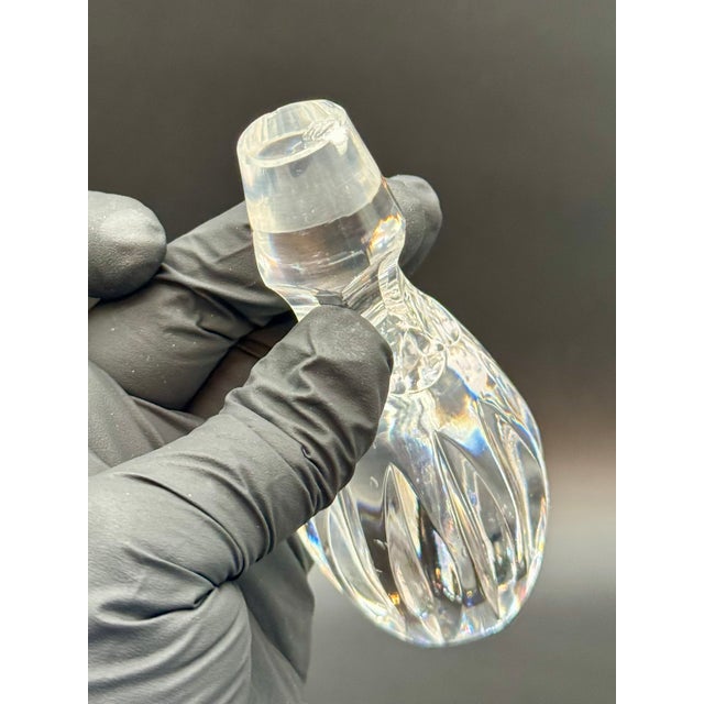 Glass Vintage Lausitzer German Cranberry Cut Crystal Decanter For Sale - Image 7 of 16