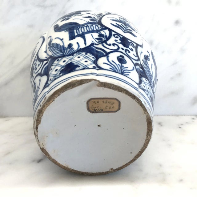 Delft Blue and White Vase With Top For Sale - Image 11 of 12