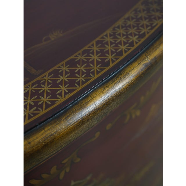 Red Red & Gold Chinoiserie Serpentine 2 Drawer Commode Dresser For Sale - Image 8 of 16