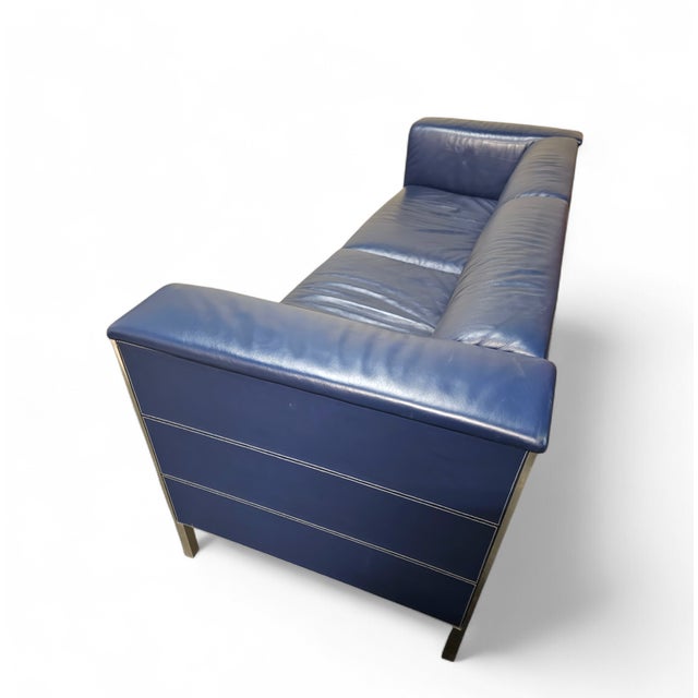 Vintage Sofa in Dark Blue Leather For Sale - Image 6 of 15