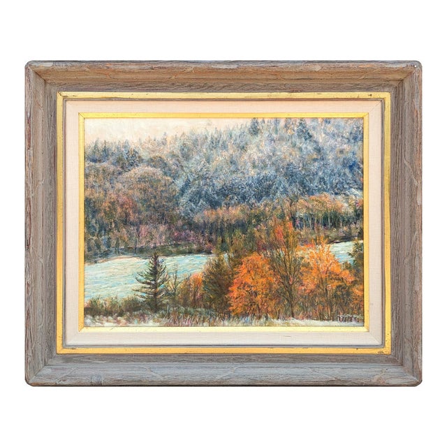 Robert Boyle “First Snowfall” Naturalistic Winter Mountain Landscape of a River Through Trees, 1990 For Sale - Image 4 of 11