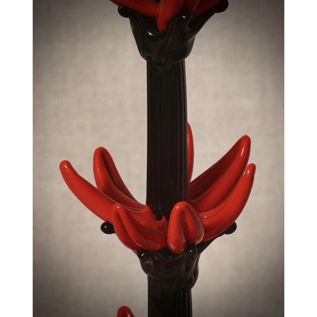 Black Italian Red and Black Murano Glass Cactus Sculpture, 2000s For Sale - Image 8 of 10