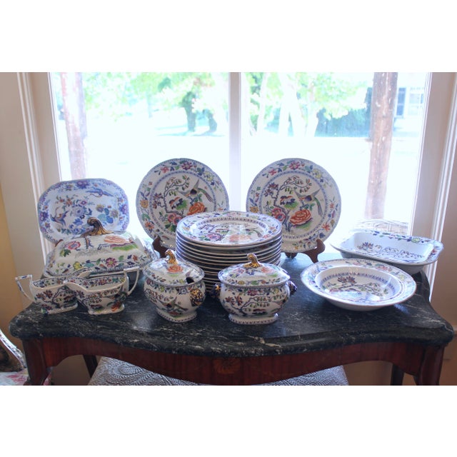 English Set of English Ironstone Porcelain “Flying Bird” Pattern Dinner Service- 24 Pieces For Sale - Image 3 of 12
