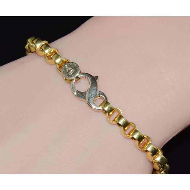 Vintage Italian Solid 18k Gold Rolo Link Stacking Chain Bracelet For Sale - Image 10 of 14