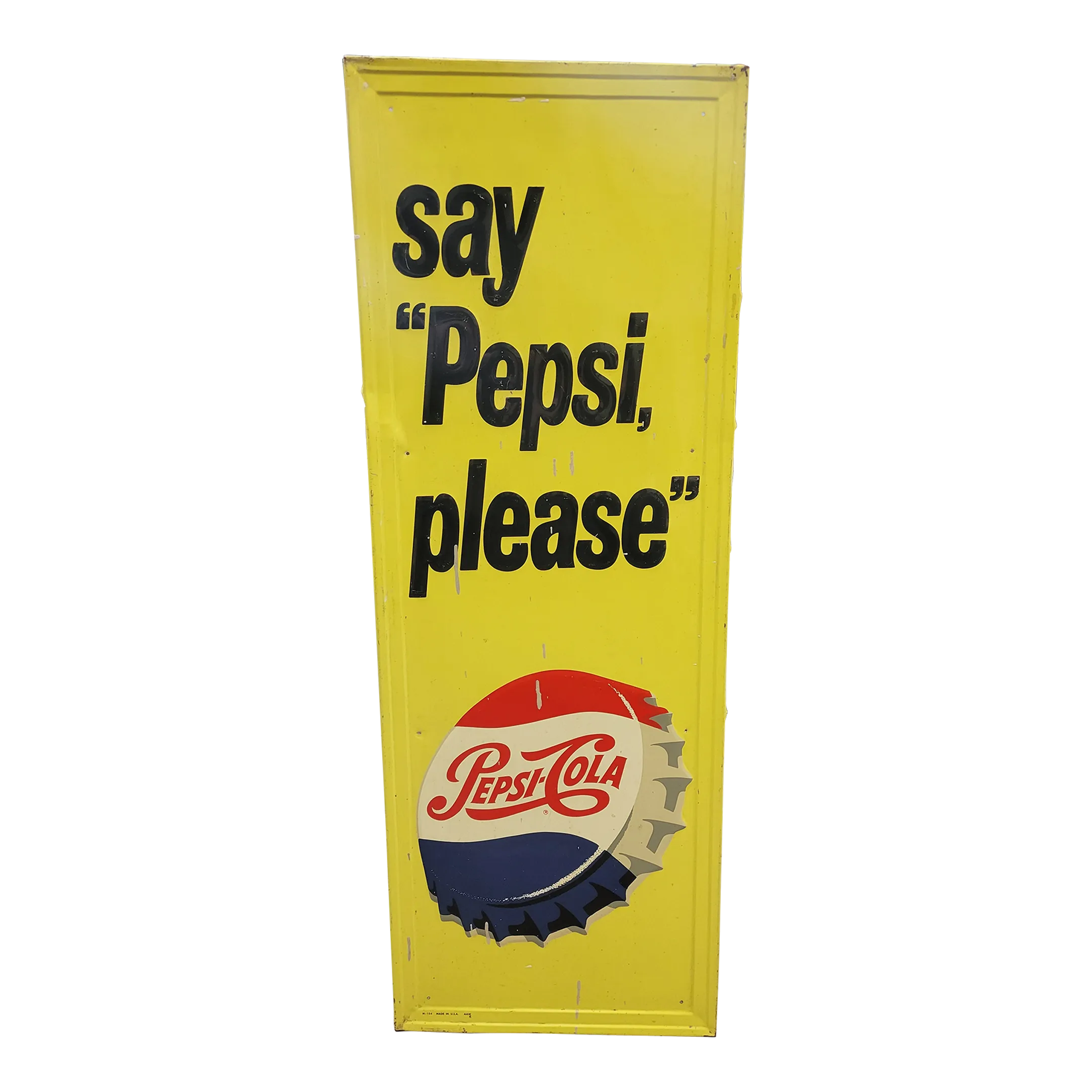 Original 1950's Vintage, Say Pepsi Please, Embossed Metal Sign