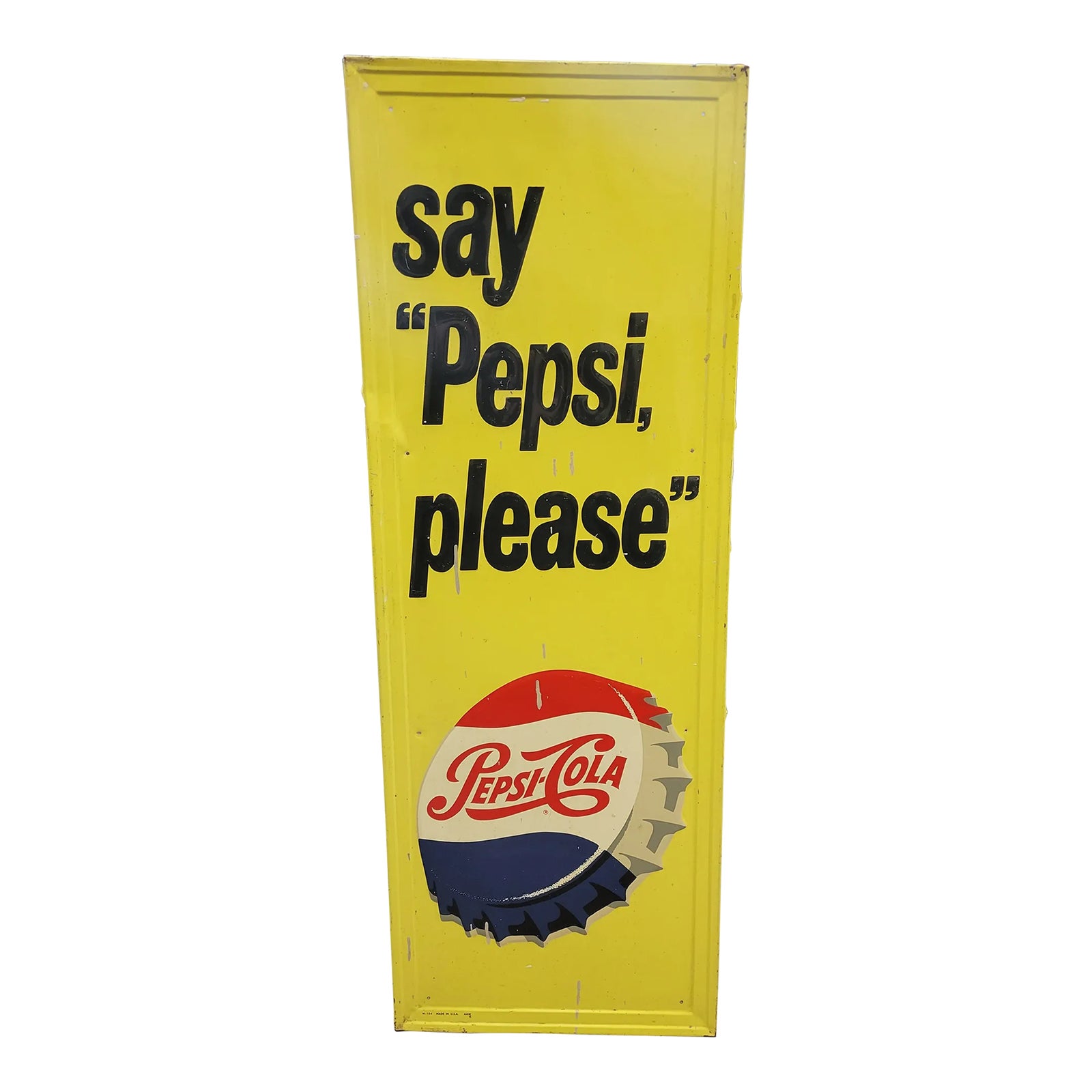 Original 1950's Vintage, Say Pepsi Please, Embossed Metal
