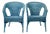 Mid-Century Modern Blue Painted Wicker Armchairs, 1950, Set of 2 For Sale