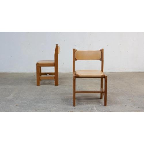 1970s Chairs in Elm and Leather from Maison Regain, 1970s, Set of 2 For Sale - Image 5 of 9