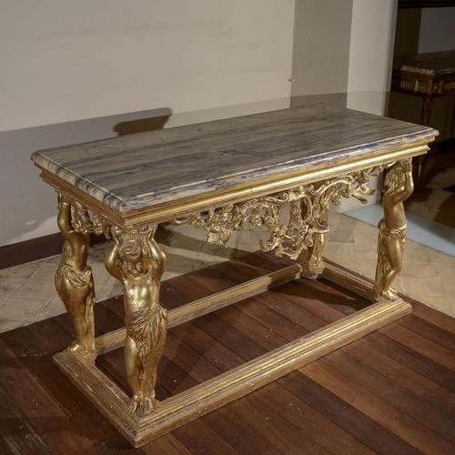 This imposing baroque-style center console table is a masterpiece of decorative cabinetmaking, ideal for those seeking an...
