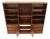 3 Bay Mid-Mentury Modern Walnut Glass Doors Bookcase Wall Unit Curio Cabinet For Sale