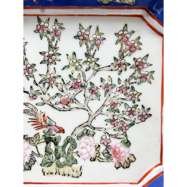 Early 20th Century Early 20th Century Imari Porcelain Plate – Chinoiserie Hand Painted Floral & Bird Tray For Sale - Image 5 of 9