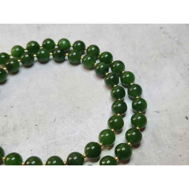 This beautiful, elegant, timeless necklace is made of high-quality natural Russian Siberian nephrite. The nephrite beads...
