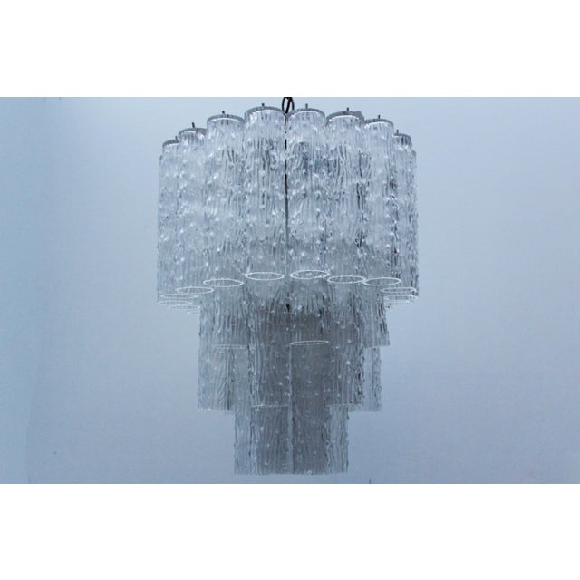 Cream Mid-Century Italian Murano Glass 4-Tier Tronchi Chandelier by Toni Zucherri for Venini, 1960 For Sale - Image 8 of 11