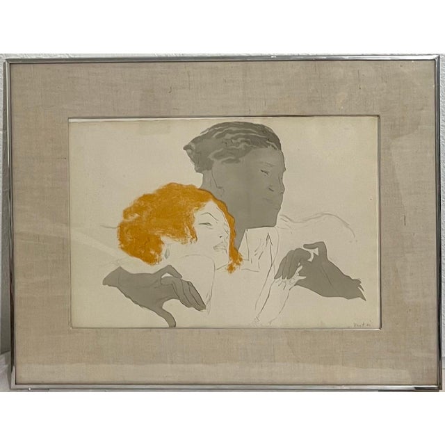 Marcel Vertès, Art Deco Jazz Age Paris Interracial Couple Lovers Marcel Vertes Color Lithograph, 1924 For Sale - Image 11 of 11