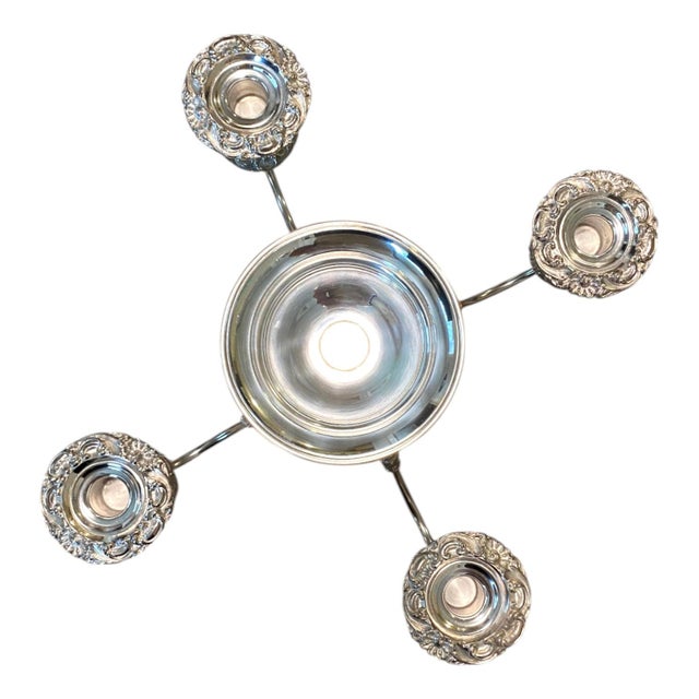 Late 20th Century Late 20th Century Large Sheffield Silver Co. Silverplate 4-Arm Candelabra Victorian Style Centerpiece Decor For Sale - Image 5 of 10