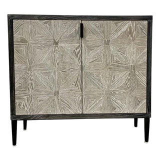 Modern Farmhouse Gray Wood Two Door Cabinet For Sale
