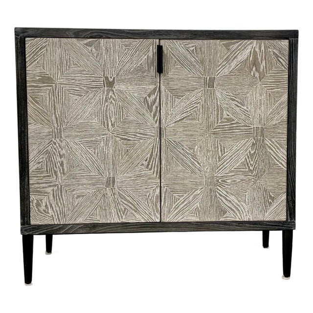 Modern Farmhouse Gray Wood Two Door Cabinet For Sale