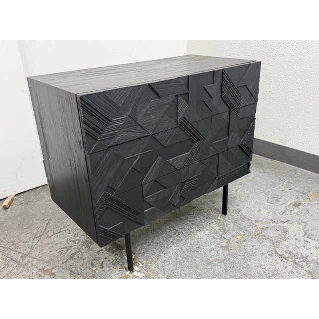 Contemporary Alain Van Havre for Ethnicraft Graphic Chest of Drawers, Black Teak For Sale - Image 3 of 12