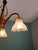 Copper Antique Art Nouveau Chandelier in Brass and Scalloped Frosted Glass, 1890s For Sale - Image 8 of 16