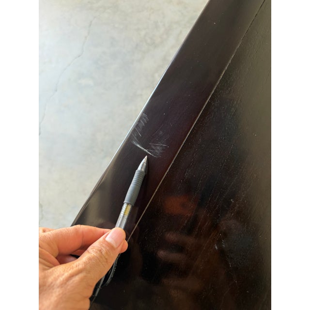 Vintage Century Furniture Chinoiserie Black Lacquered Ebonized Console Sofa Table For Sale - Image 12 of 12