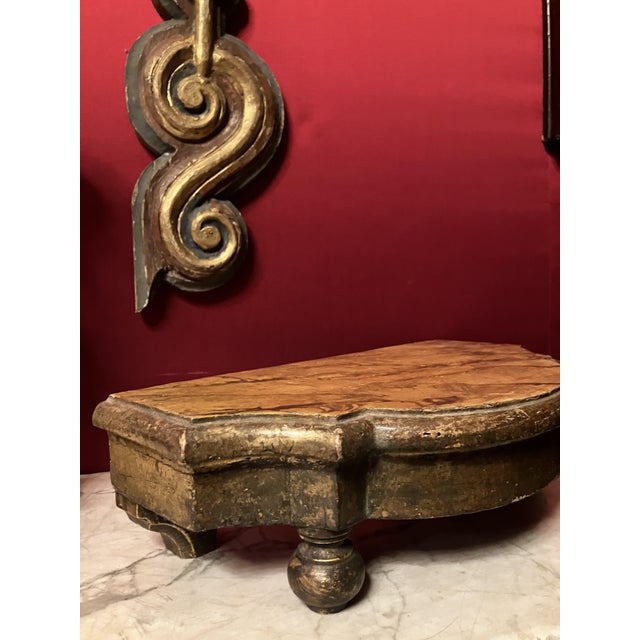 Antique Italian Giltwood Display Base with Faux Siena Marble Top, 1800s For Sale - Image 4 of 8