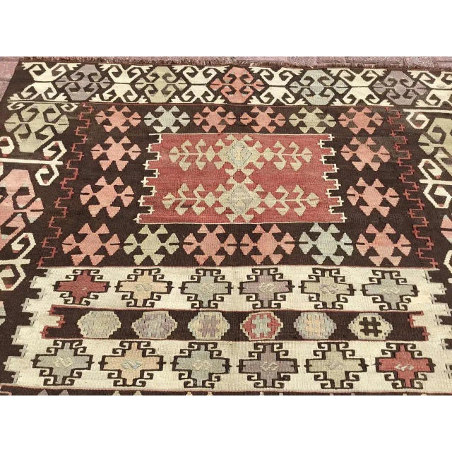 Mid-Century Modern Vintage Turkish Kilim Rug - 59" X 99" For Sale - Image 3 of 11