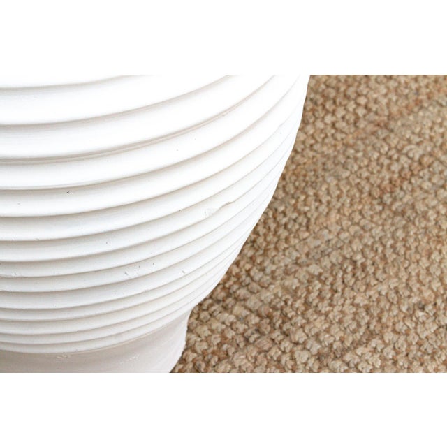 1990s Stately Tall White Ribbed Greek Urn For Sale - Image 5 of 8