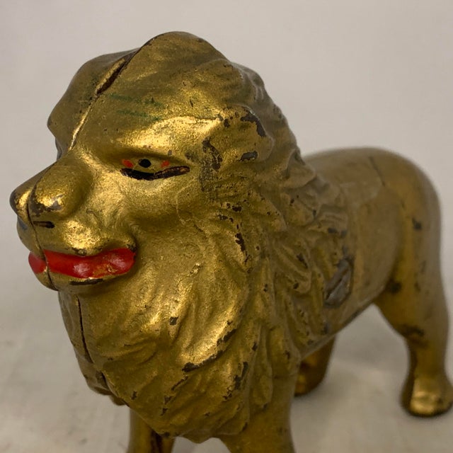 Gold Antique Hubley Cast Iron Lion Still Bank, c. 1910s For Sale - Image 8 of 10