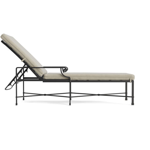 Contemporary Brown Jordan Venetian Adjustable Chaise Lounge, Textured Pewter frame with Fusion Meadow fabric For Sale - Image 3 of 11
