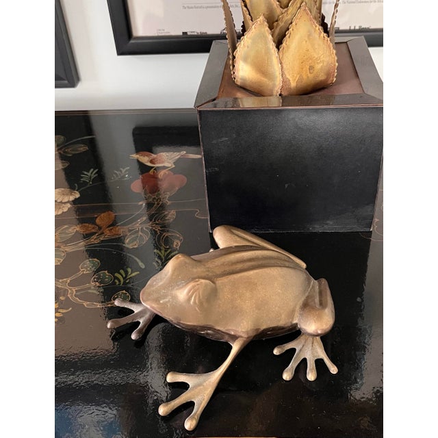 Mid 20th Century Vintage Mid-Century Large Brass Frog Figurine For Sale - Image 5 of 9