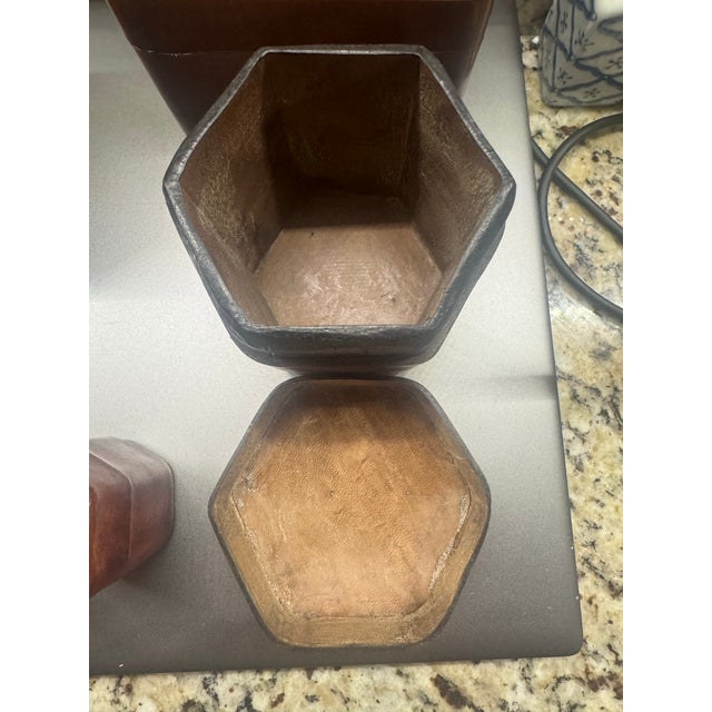 Lot of 5 Mid 20th Century, Fine Italian Leather Jewelry, Trinket, and Keepsake Storage Cases. Various Sizes For Sale - Image 6 of 11