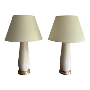 Late 20th Century Pair of Decorator Italian Crackle Glaze Ceramic Lamps
