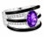 This stunning 14K white gold band ring is a true statement piece, featuring a vibrant natural oval amethyst at its center,...
