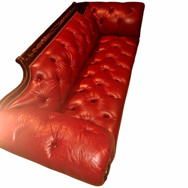 1960s 1960s Old Hickory Tannery Red Tufted-Leather Loveseat For Sale - Image 5 of 11