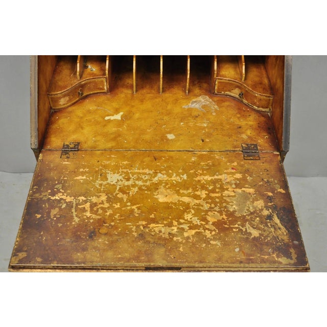 Antique English Adams Style Distress Hand Painted Narrow Secretary Writing Desk For Sale - Image 15 of 18