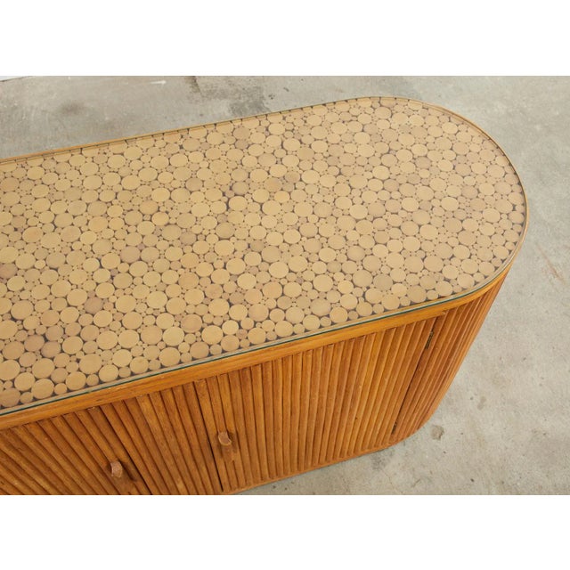 Mid 20th Century Bamboo Rattan Sideboard Credenza With Demilune Ends For Sale - Image 5 of 13