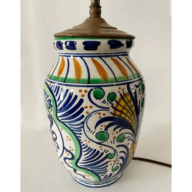 Italian Vintage Italian Lamp - Hand Painted Glazed Ceramic For Sale - Image 3 of 6