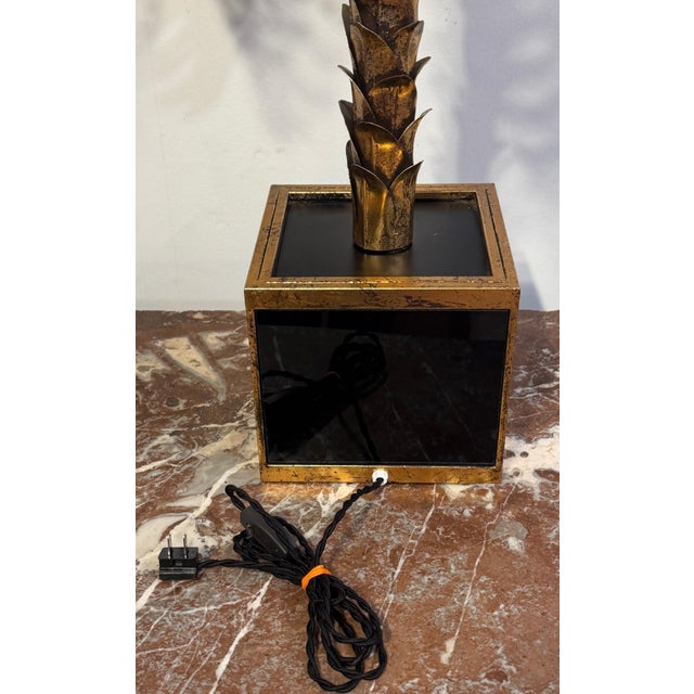 Late 20th Century Pair of Maison Jansen Style Gilt Metal Palm Tree Table Lamps For Sale - Image 13 of 15
