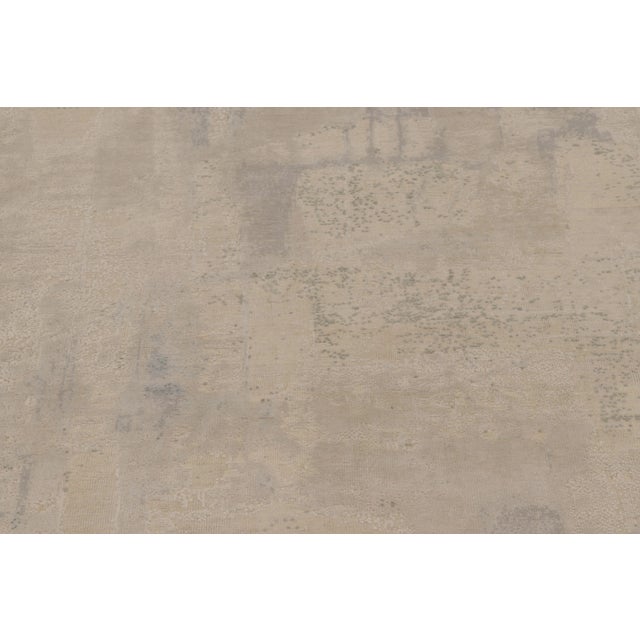 2010s Rug & Kilim’s Modern Abstract Rug, Muted Patterns in Ivory White and Silver-Gray For Sale - Image 5 of 8