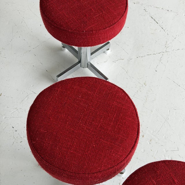 Vintage Upholstered Swivel Stools by Thonet For Sale In Chicago - Image 6 of 7