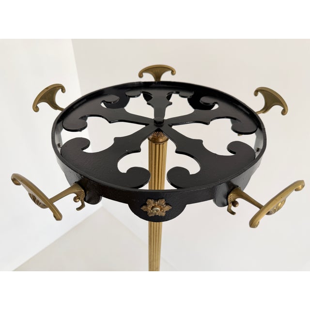 Vintage Italian Brass and Black Lacquer Coat Rack, 1950s For Sale - Image 14 of 18
