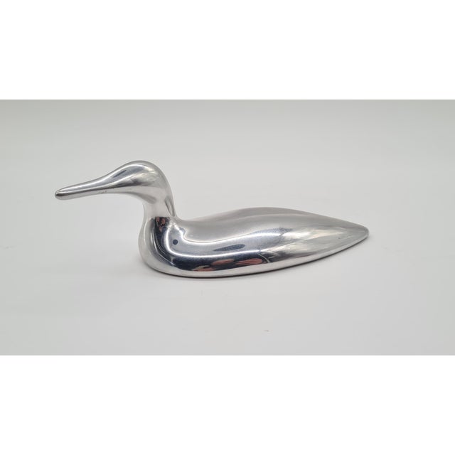 Silver Hoselton Swan Sculpture in Polished Aluminum, 1970s For Sale - Image 8 of 12