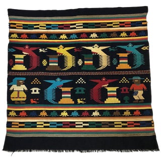 Guatemalan Mid-Century Handwoven Textile Wall Hanging For Sale