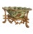 Large chinoiserie decorative bowl with gilded faux bamboo stand. The bowl is wavy scalloped design of green and mixed...