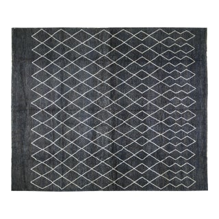 Moroccan Hand Knotted Wool Rug, 12'5"x15' For Sale