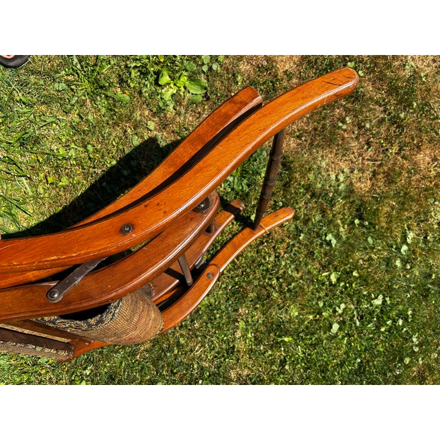 Late 19th Century Eastlake Victorian Tapestry Folding Chair Civil War Era For Sale - Image 10 of 10