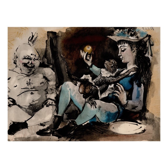 Pablo Picasso, Woman with Monkey, Lithograph, 1954 For Sale